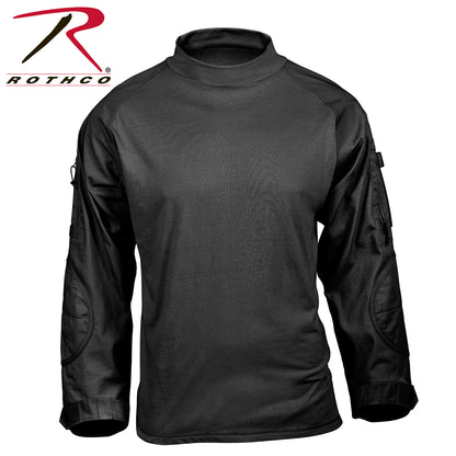 Rothco Tactical Airsoft Combat Shirt Black Size XL - Durable Camouflage Action Shirt with Padded Elbows and Zipper Storage