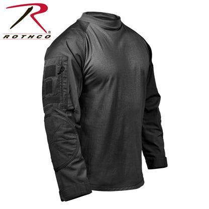 Rothco Tactical Airsoft Combat Shirt Black Size XL - Durable Camouflage Action Shirt with Padded Elbows and Zipper Storage