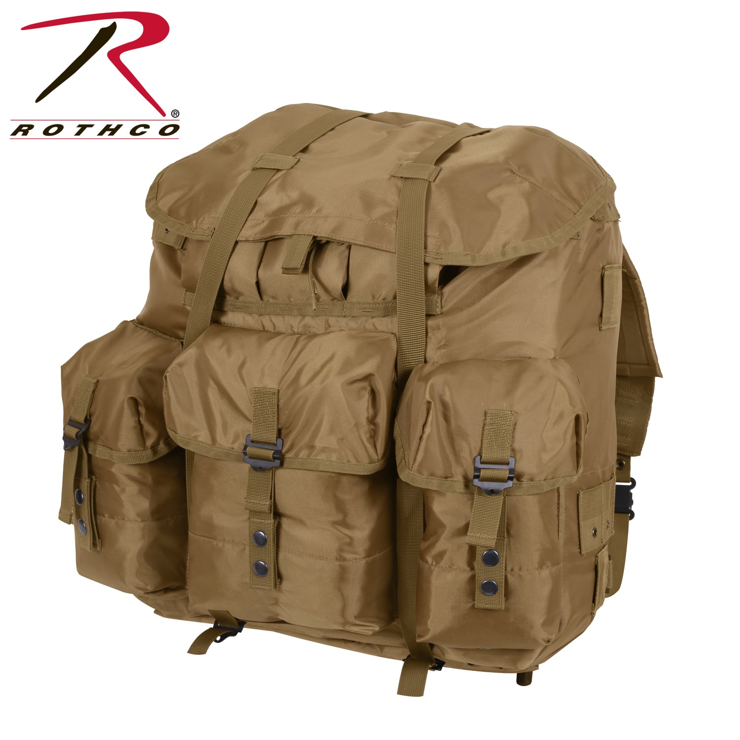 Rothco G.I. Type Large Alice Pack with Frame in Coyote Brown - Heavy-Duty Military Rucksack