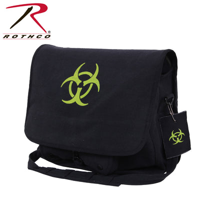 Rothco Bio-hazard Vintage Canvas Messenger Bag with Neon Green Symbol
