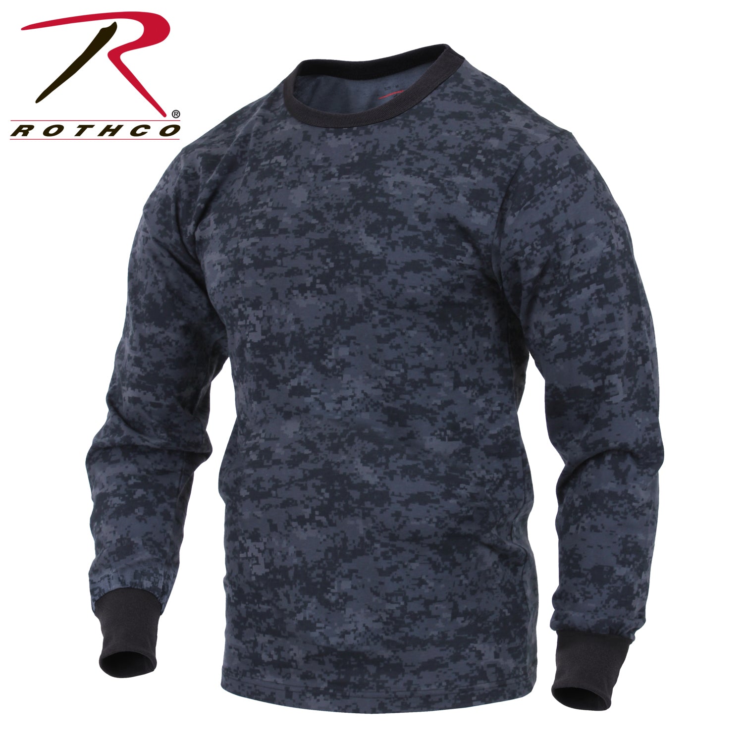 Rothco Long Sleeve Digital Camo T-Shirt in Midnight Digital Camo – Size XL