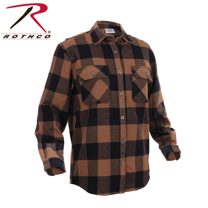 Rothco Extra Heavyweight Brown Plaid Flannel Shirt Size Large