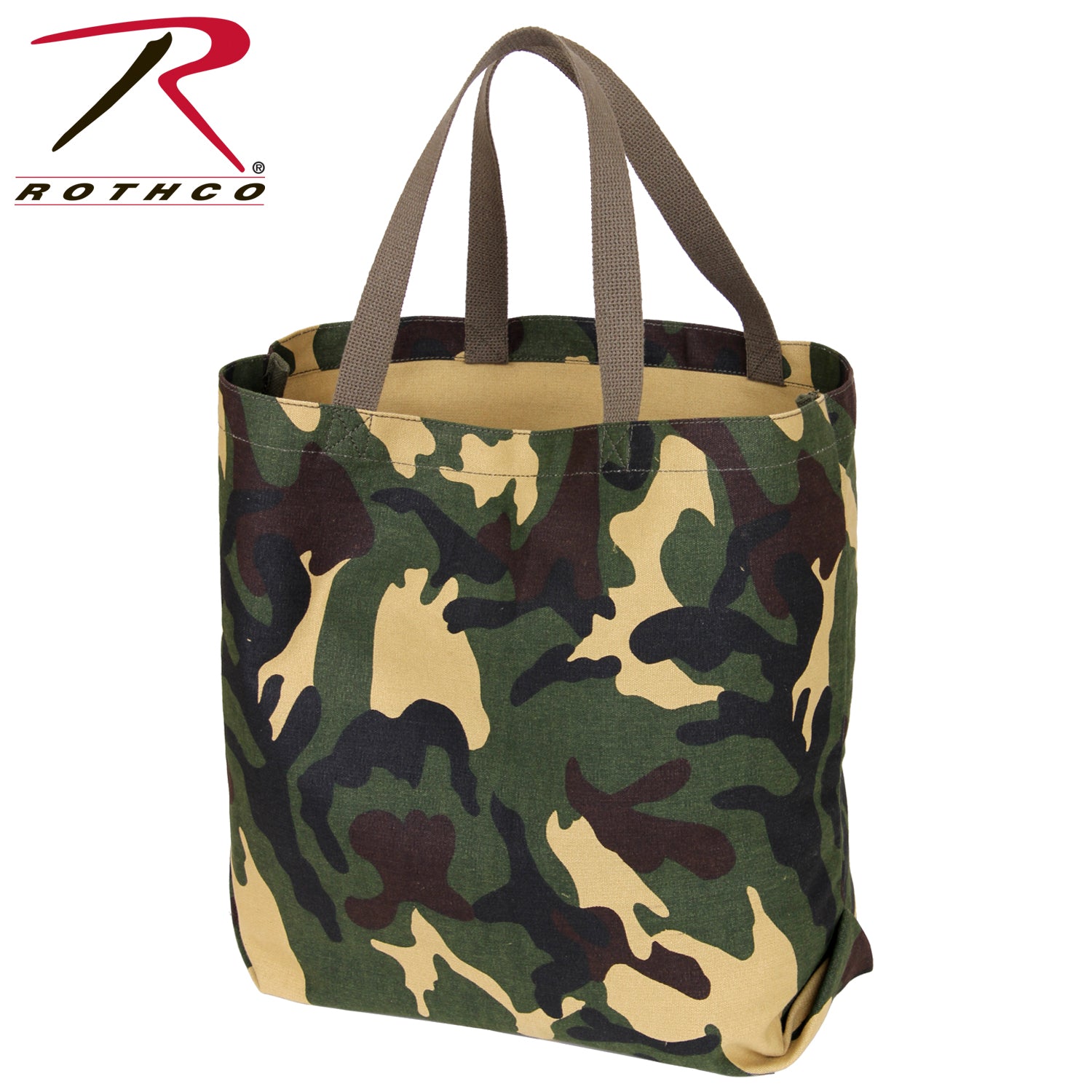 Rothco Canvas Camo and Solid Tote Bag Woodland Camo - Durable Carry-All with Customizable Surface