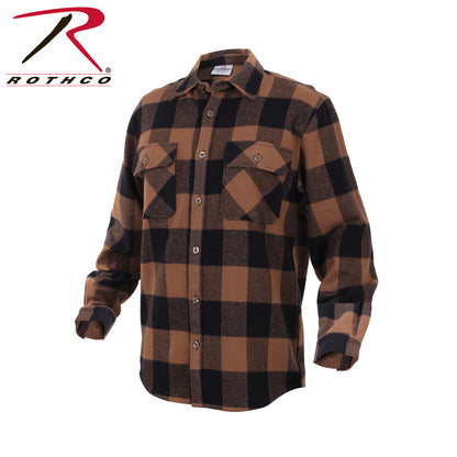 Rothco Extra Heavyweight Buffalo Plaid Flannel Shirt Brown Plaid Size 4XL
