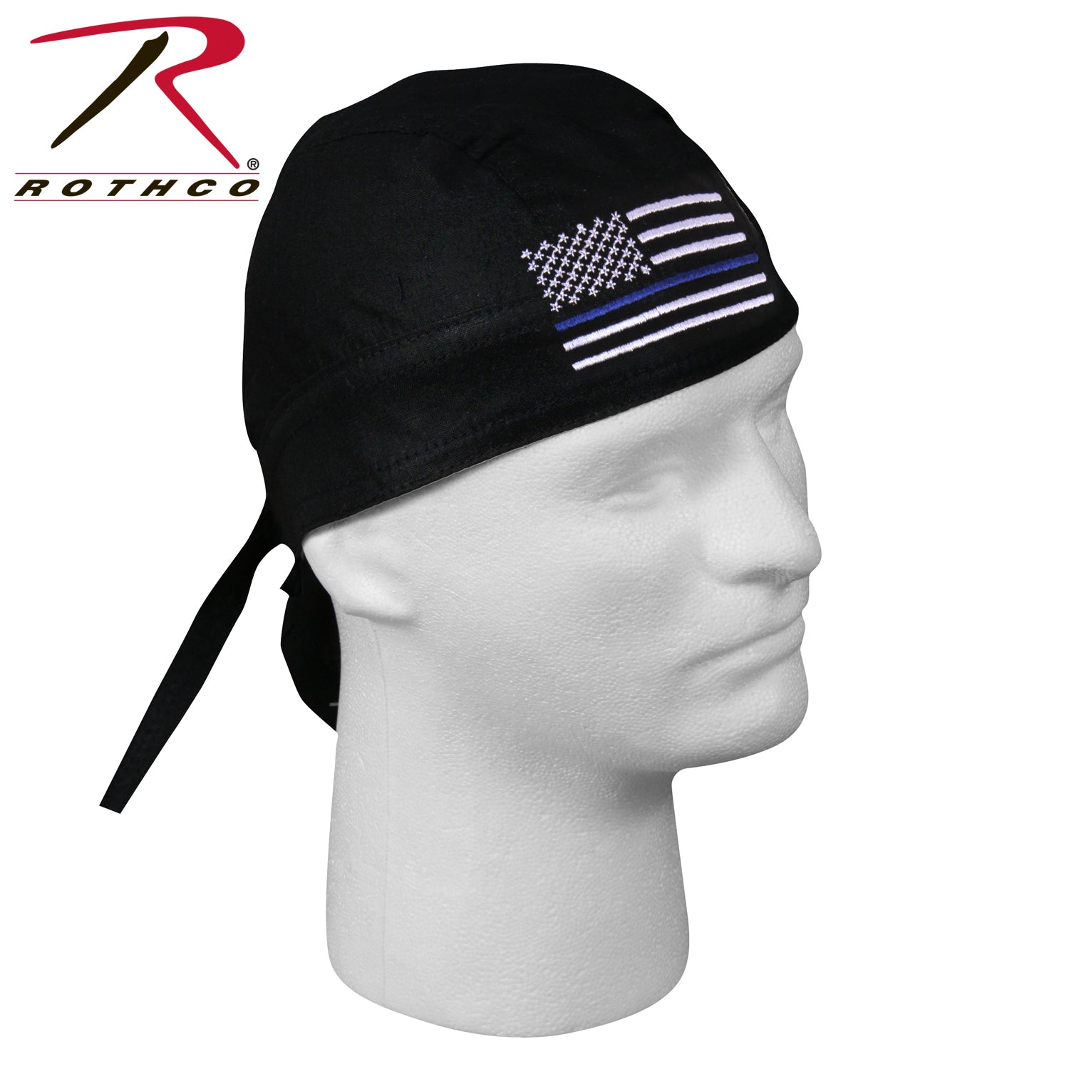 Rothco Thin Blue Line Flag Headwrap – Support Law Enforcement, 100% Cotton, Sun Protection and Hair Control