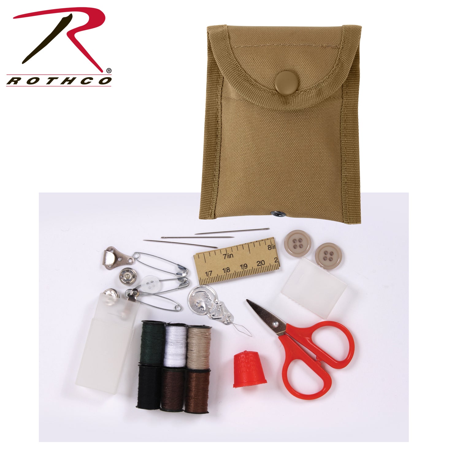 Rothco G.I. Style MultiCam Sewing & Repair Kit with Coyote Brown Pouch - Part 1117