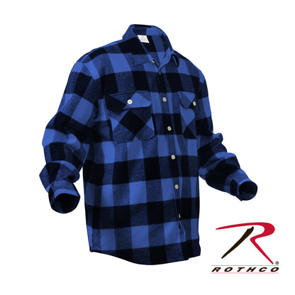 Rothco Extra Heavyweight Buffalo Plaid Flannel Shirt in Blue, Size XS