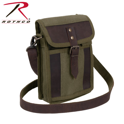 Rothco Canvas Travel Portfolio Bag with Leather Accents - Compact EDC Organizer