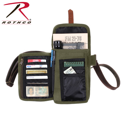 Rothco Canvas Travel Portfolio Bag with Leather Accents - Compact EDC Organizer