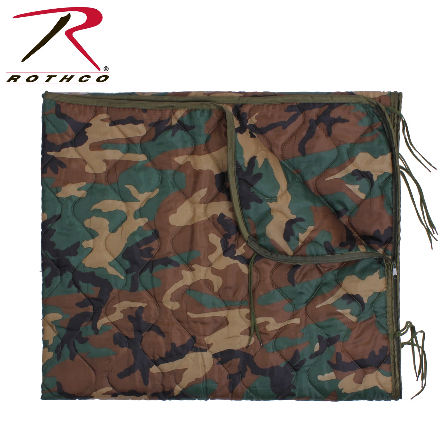 Rothco Enhanced G.I. Type Rip-Stop Poncho Liner with Zipper in Woodland Camo - Part #88476