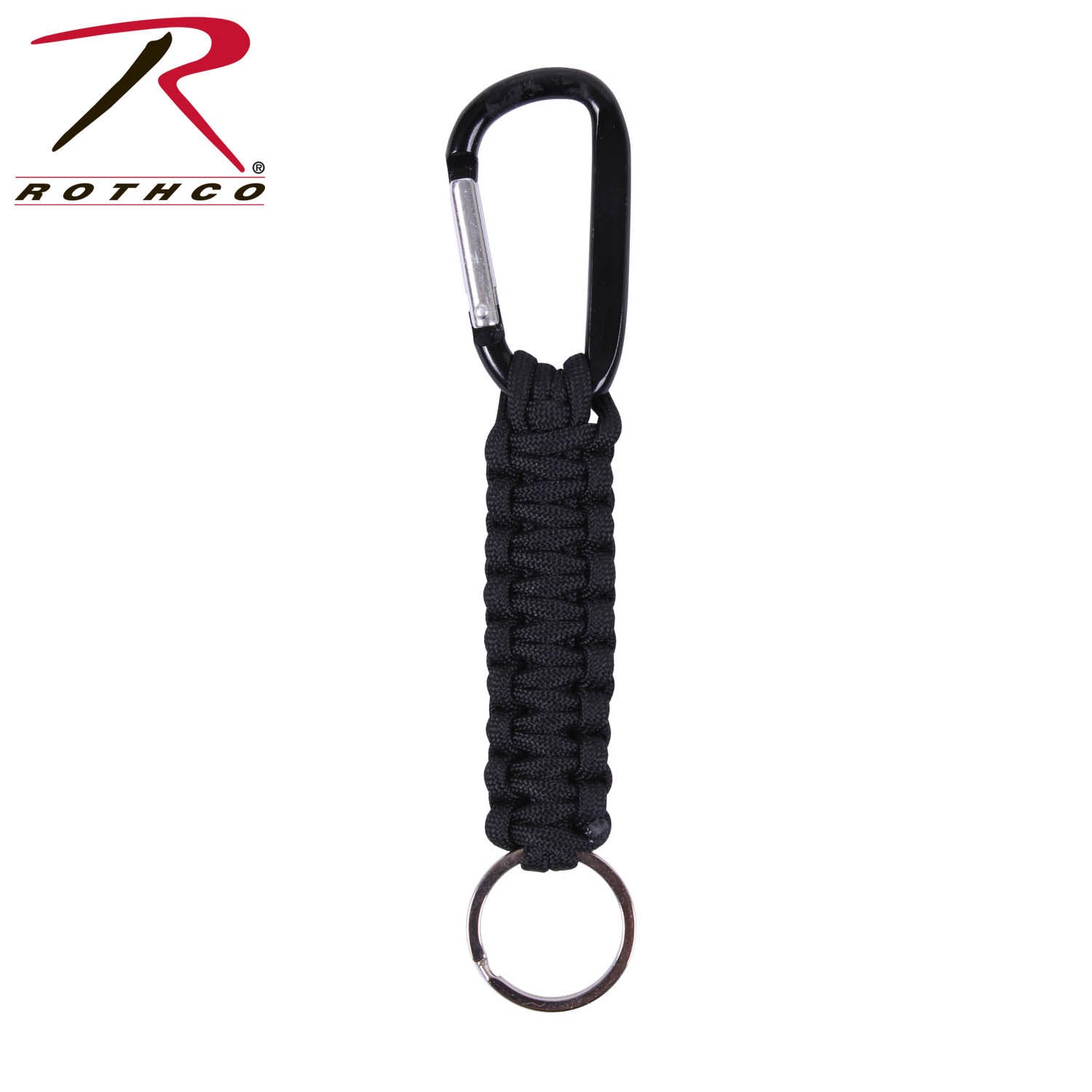 Rothco Paracord Keychain with Carabiner – Versatile Outdoor Gear Accessory in Black, Part No. 9808