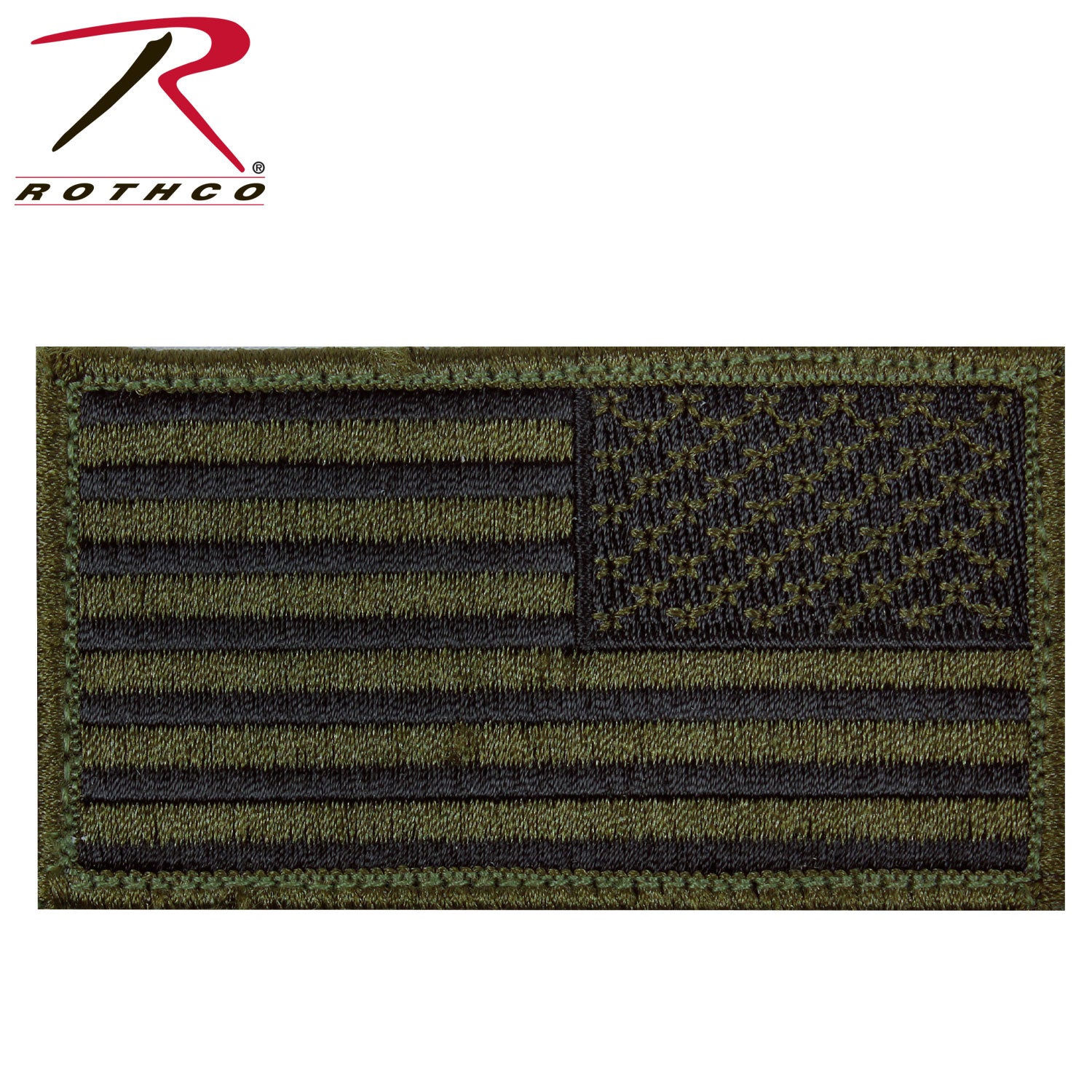 Rothco American Flag Patch with Hook Back - Olive Drab and Black, Reverse Orientation