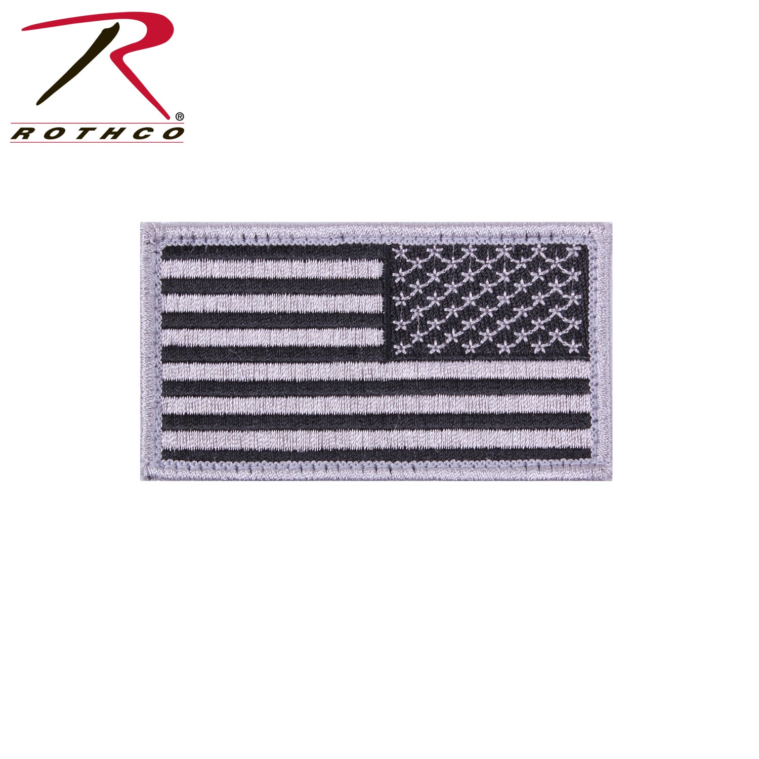 Rothco American Flag Patch with Hook Back - Black and Silver, Reverse Orientation
