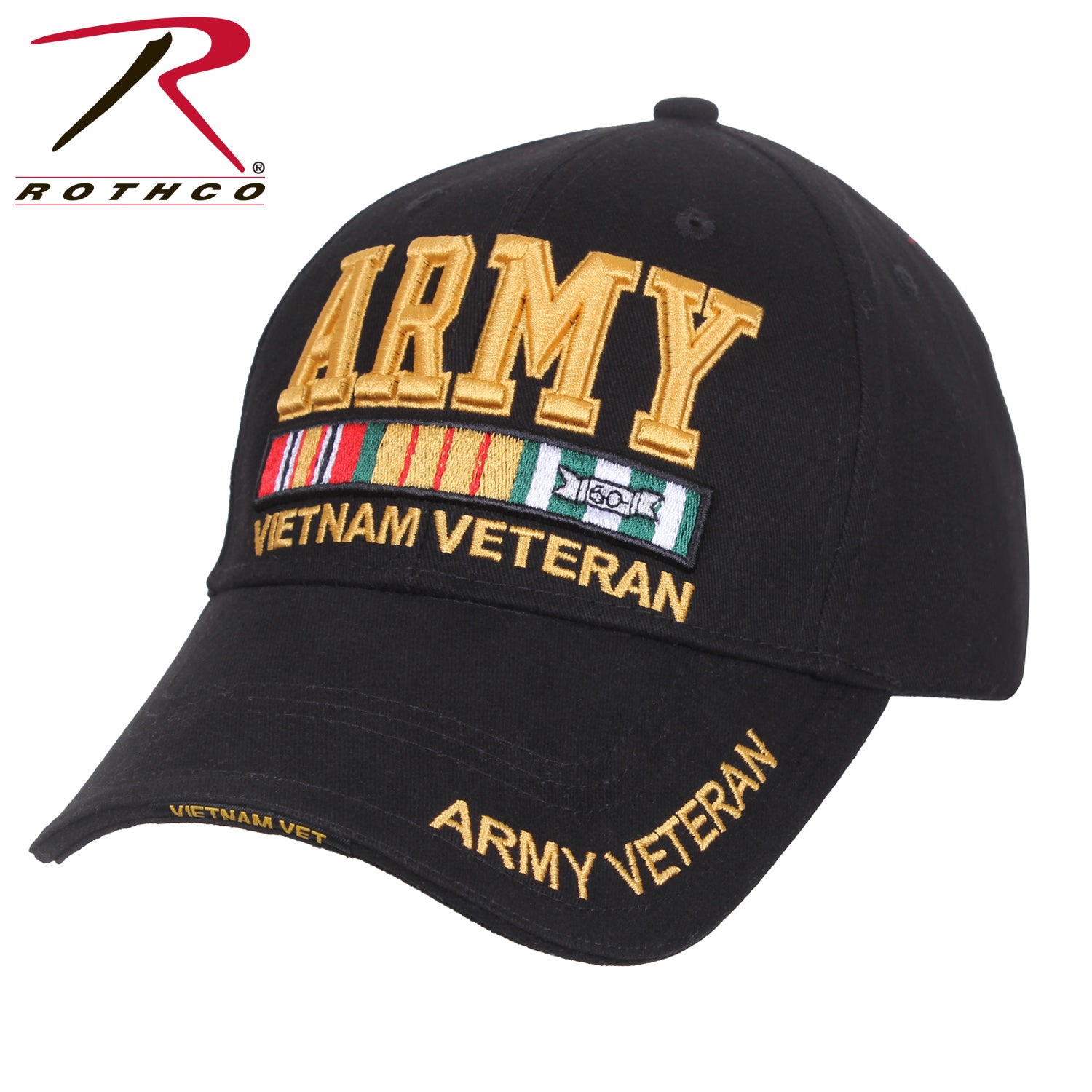 Rothco Army Vietnam Vet Deluxe Low Profile Cap – Brushed Cotton Twill Military Hat with Embroidered Insignia and Adjustable Fit