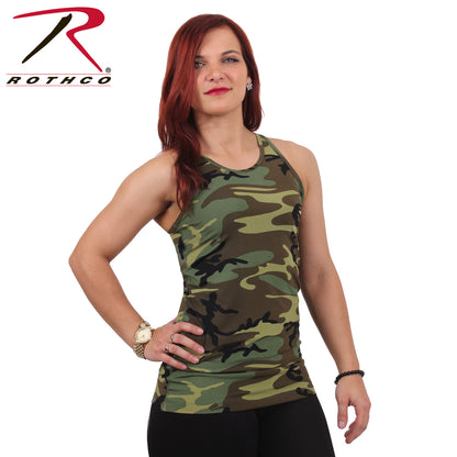 Rothco Women's Camo Workout Performance Tank Top - Woodland Camo, Size Large