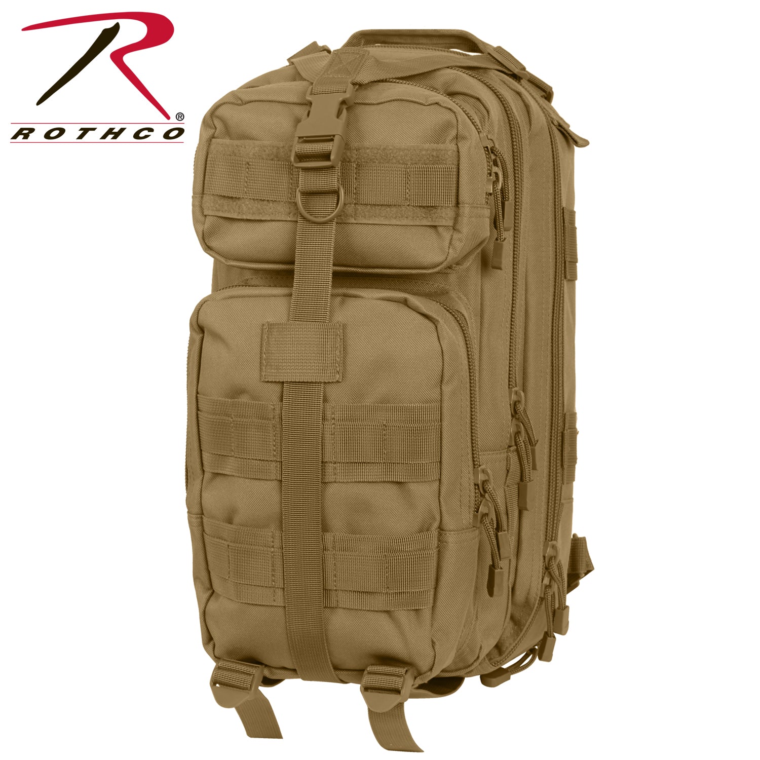 Rothco Convertible Medium Transport Pack Coyote Brown Part 2953 – Tactical 25L Backpack with MOLLE Webbing and Adjustable Straps