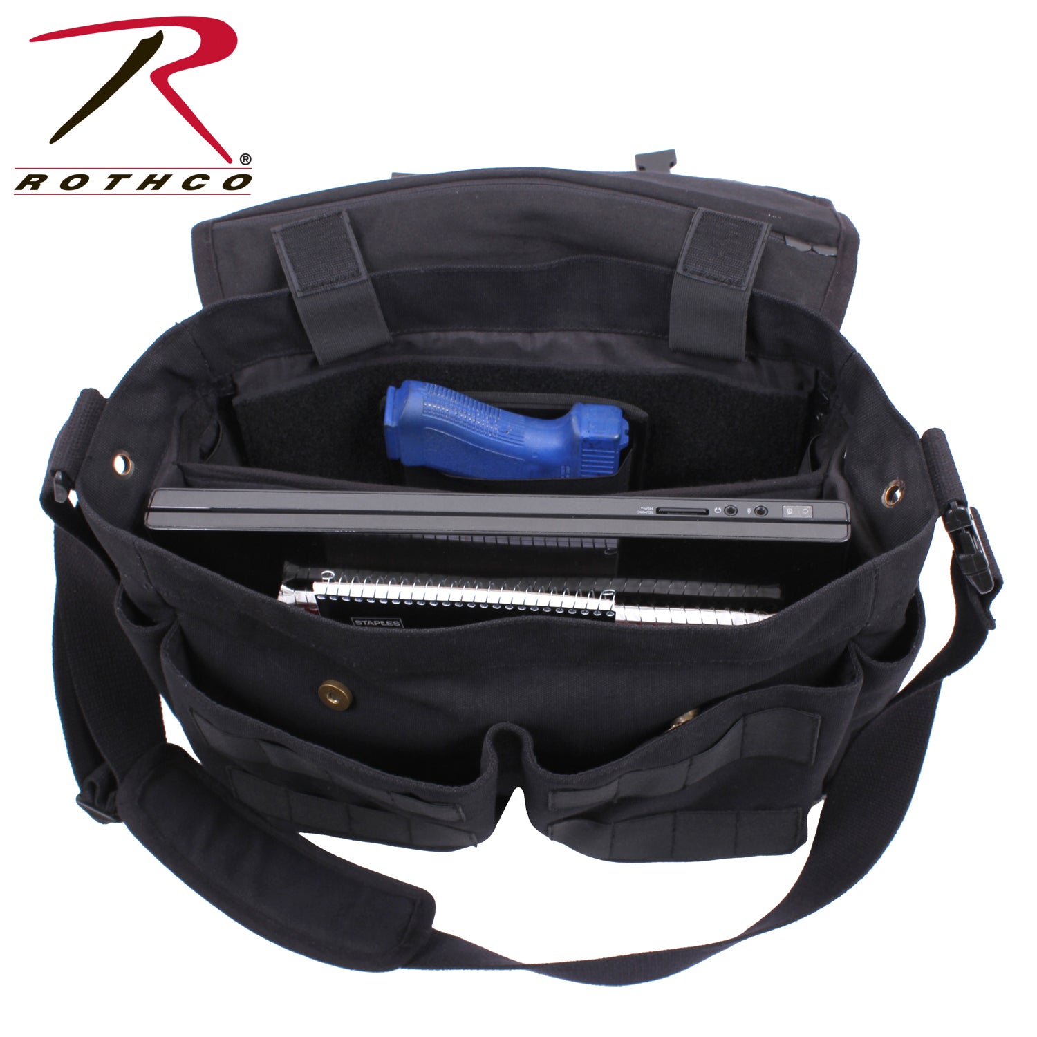 Rothco Concealed Carry Messenger Bag Black - Secure Tactical Crossbody with Multiple Pockets and MOLLE Straps