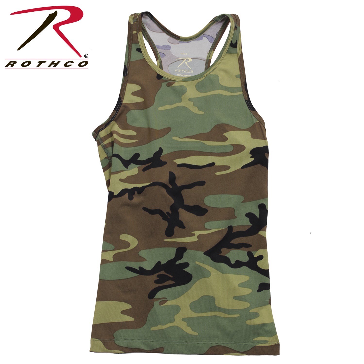Rothco Women's Camo Workout Performance Tank Top - Woodland Camo, Size Large