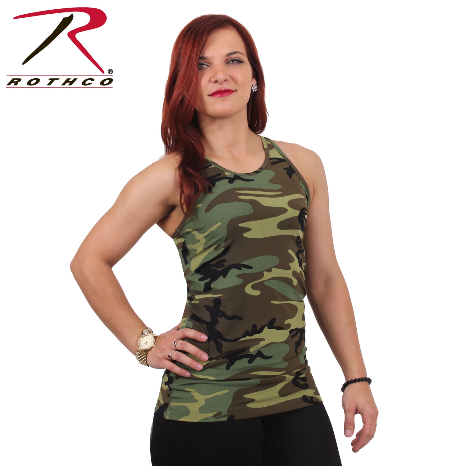Rothco Women’s Camo Workout Performance Tank Top 2XL in Woodland Camo