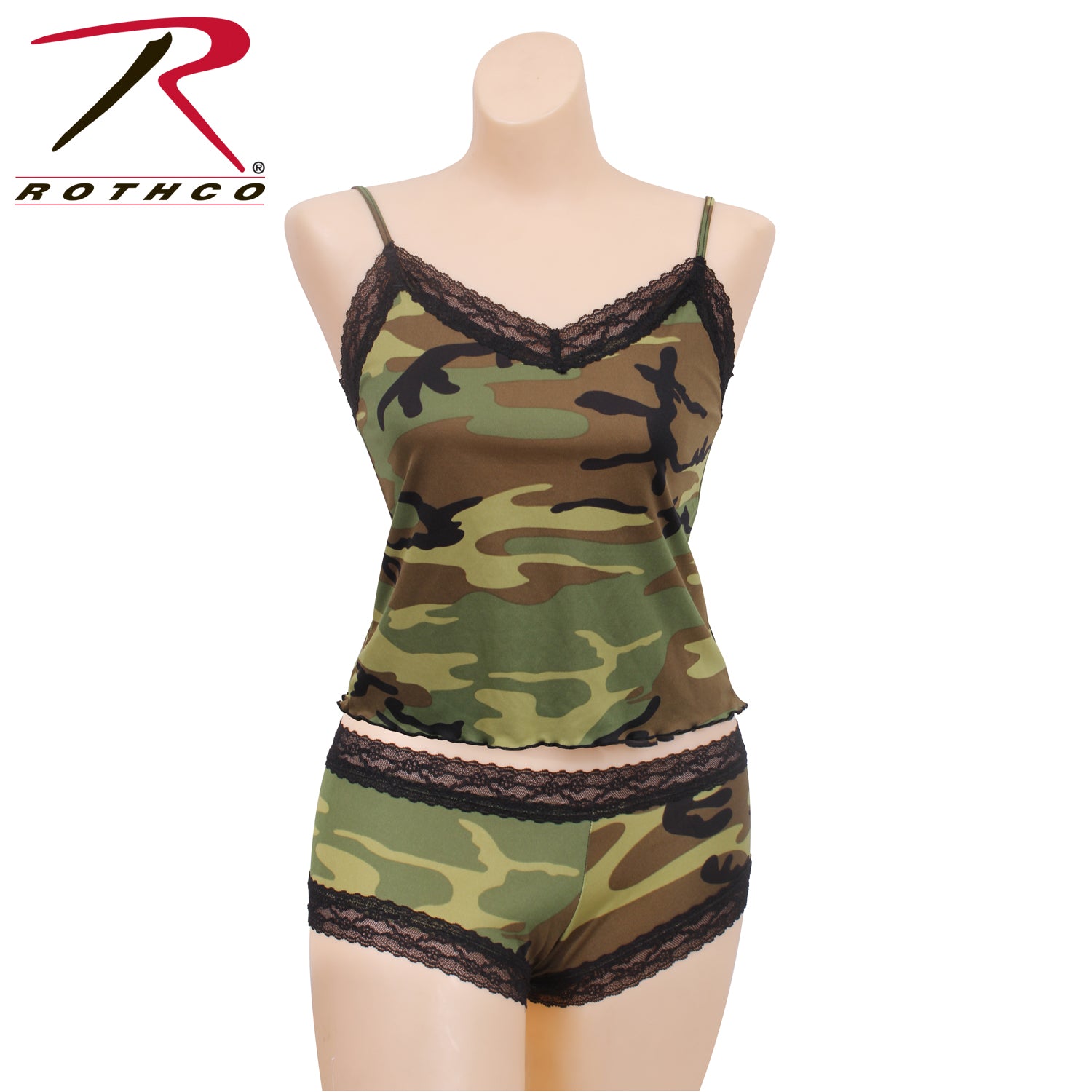 Rothco Women's Lace Trimmed Camo Camisole Size XS - Woodland Pattern with Adjustable Straps