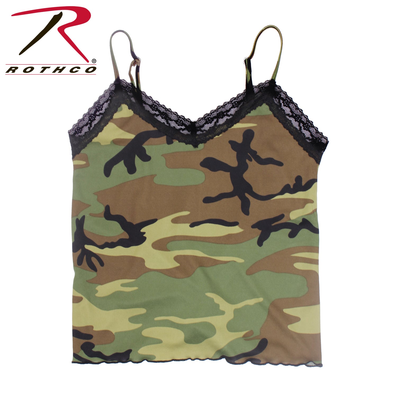Rothco Women's Lace Trimmed Camo Camisole Size XS - Woodland Pattern with Adjustable Straps