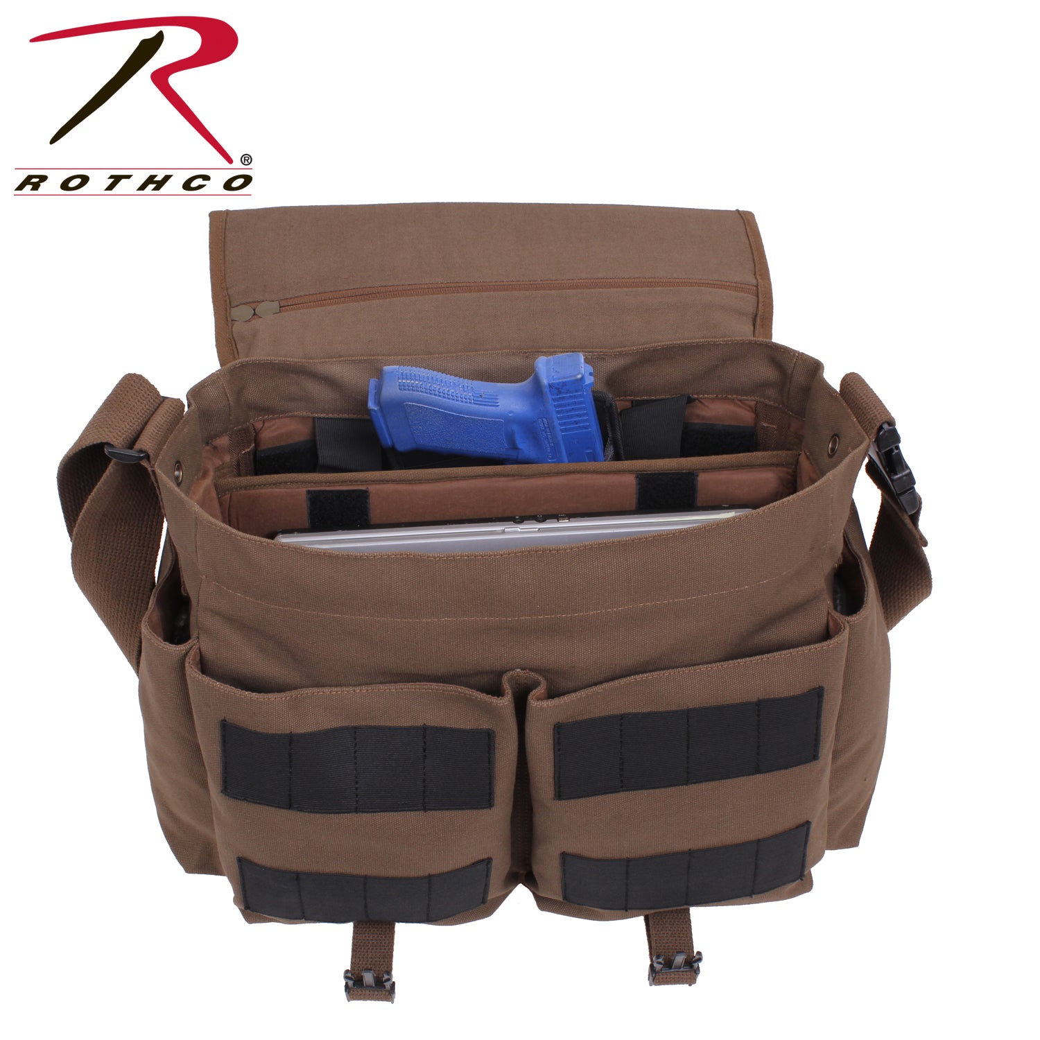 Rothco Concealed Carry Messenger Bag Earth Brown – 11L Capacity Tactical Crossbody Bag with MOLLE Straps and Secure Compartments