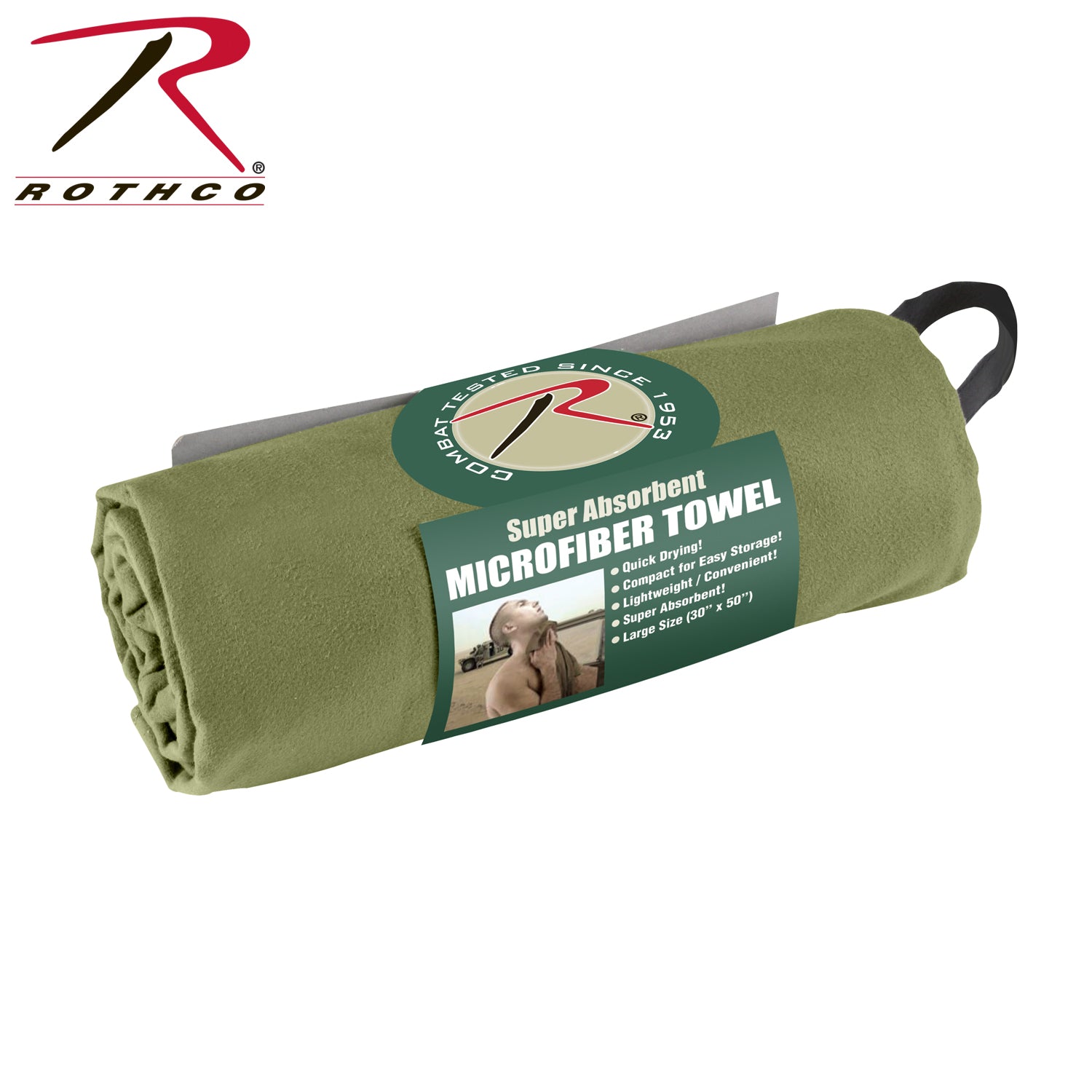 Rothco Microfiber Towel Olive Drab 30 x 50 inches – Lightweight, Quick-Drying Outdoor Towel