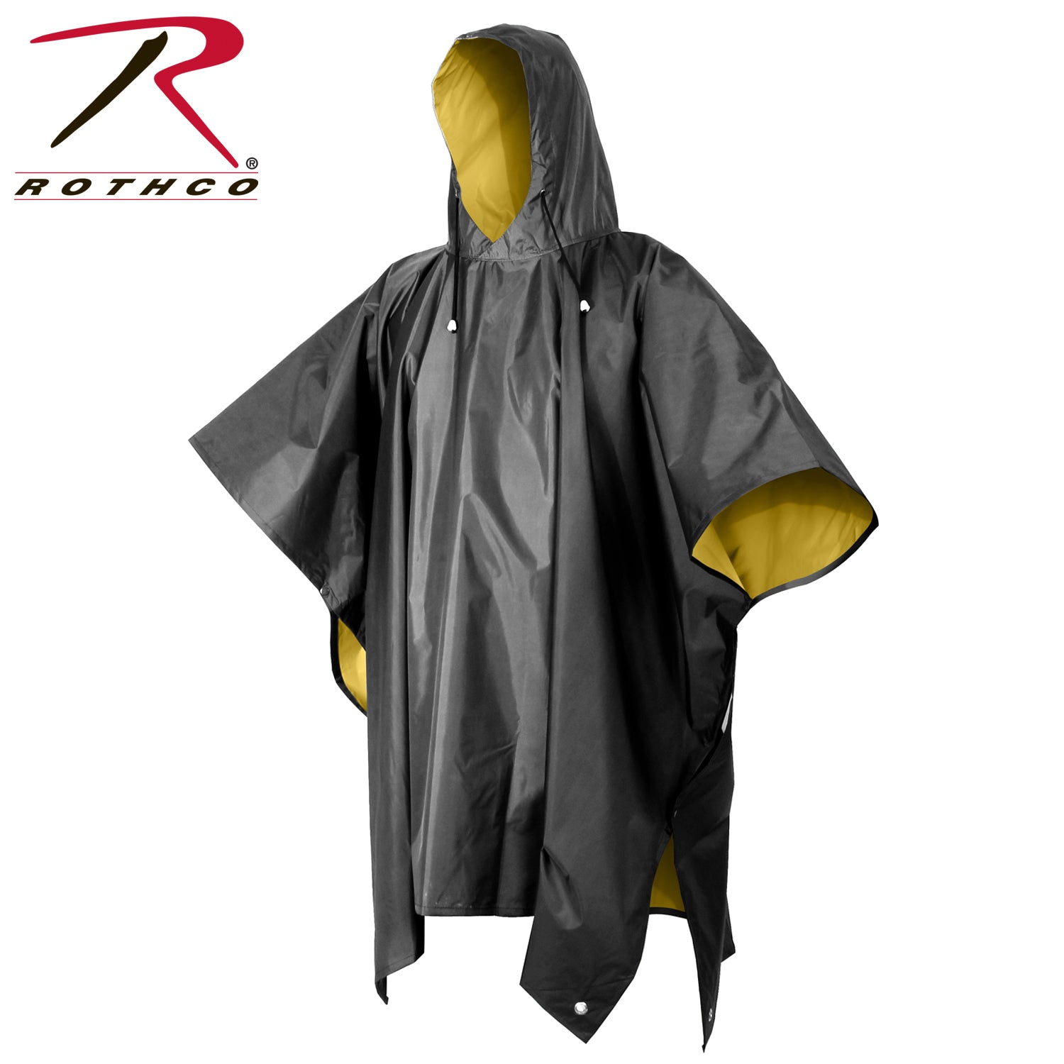 Rothco Reversible PVC Poncho Black - Heavy-Gauge Waterproof Rain Gear
