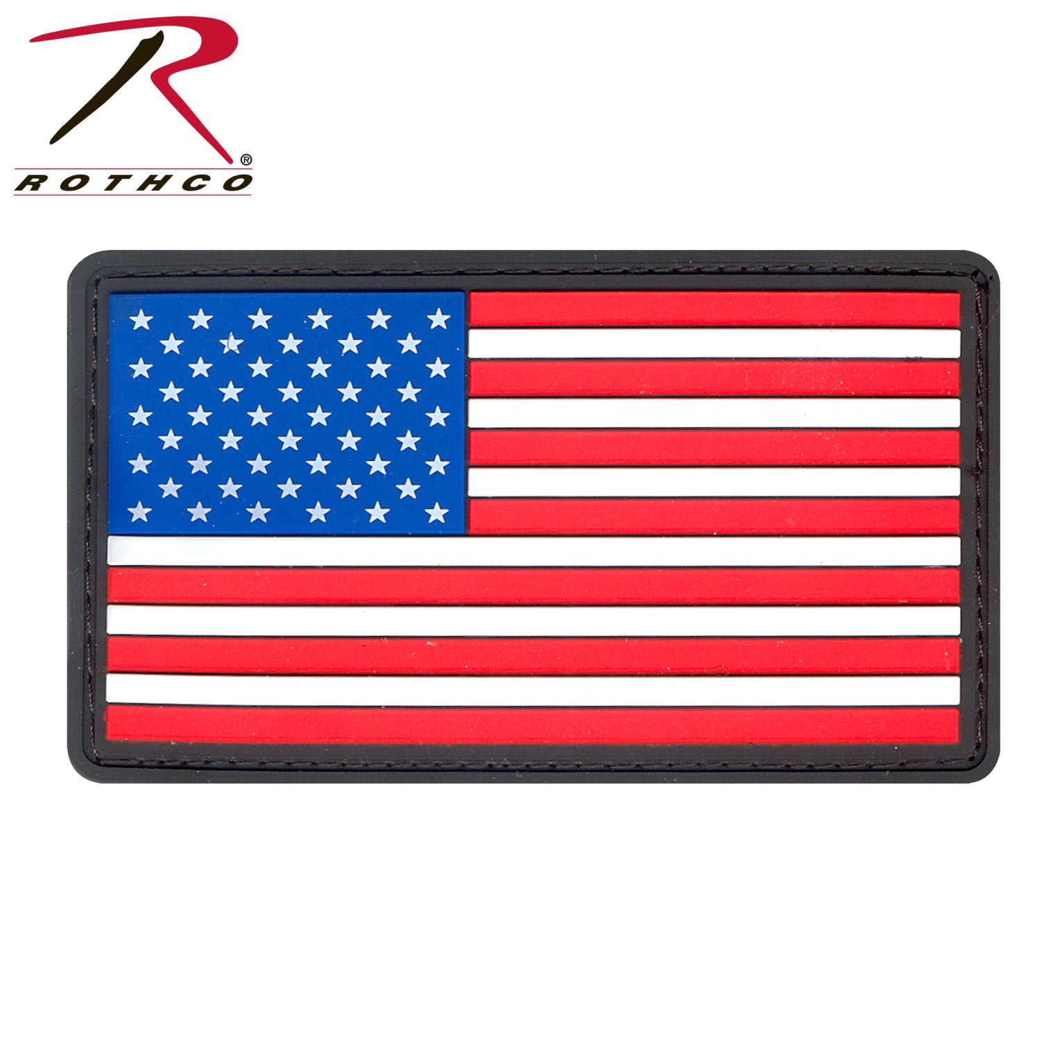Rothco PVC US Flag Patch with Hook Back - Red, White & Blue, Part #27784