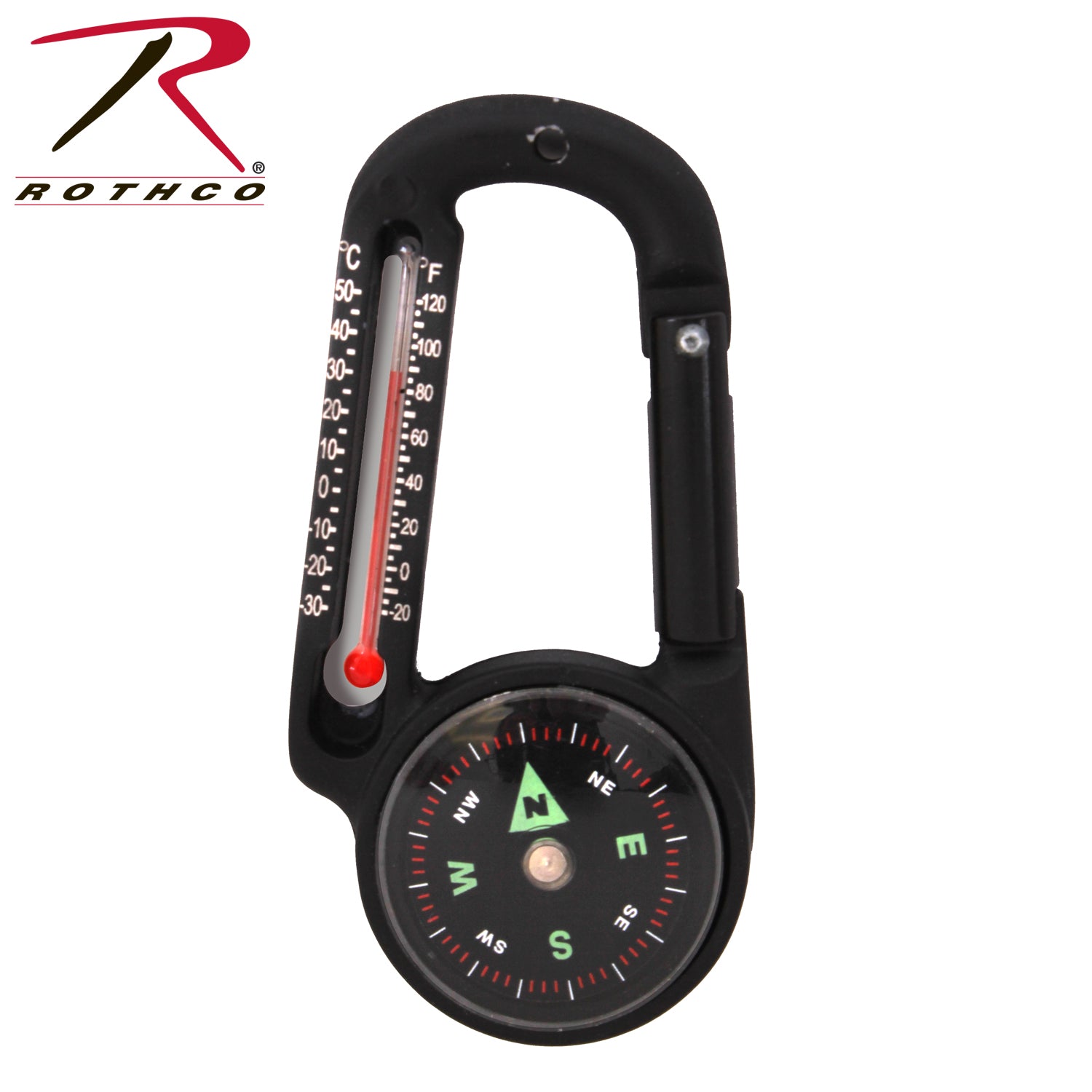Rothco Carabiner Compass and Thermometer – Compact Outdoor Multi-Tool