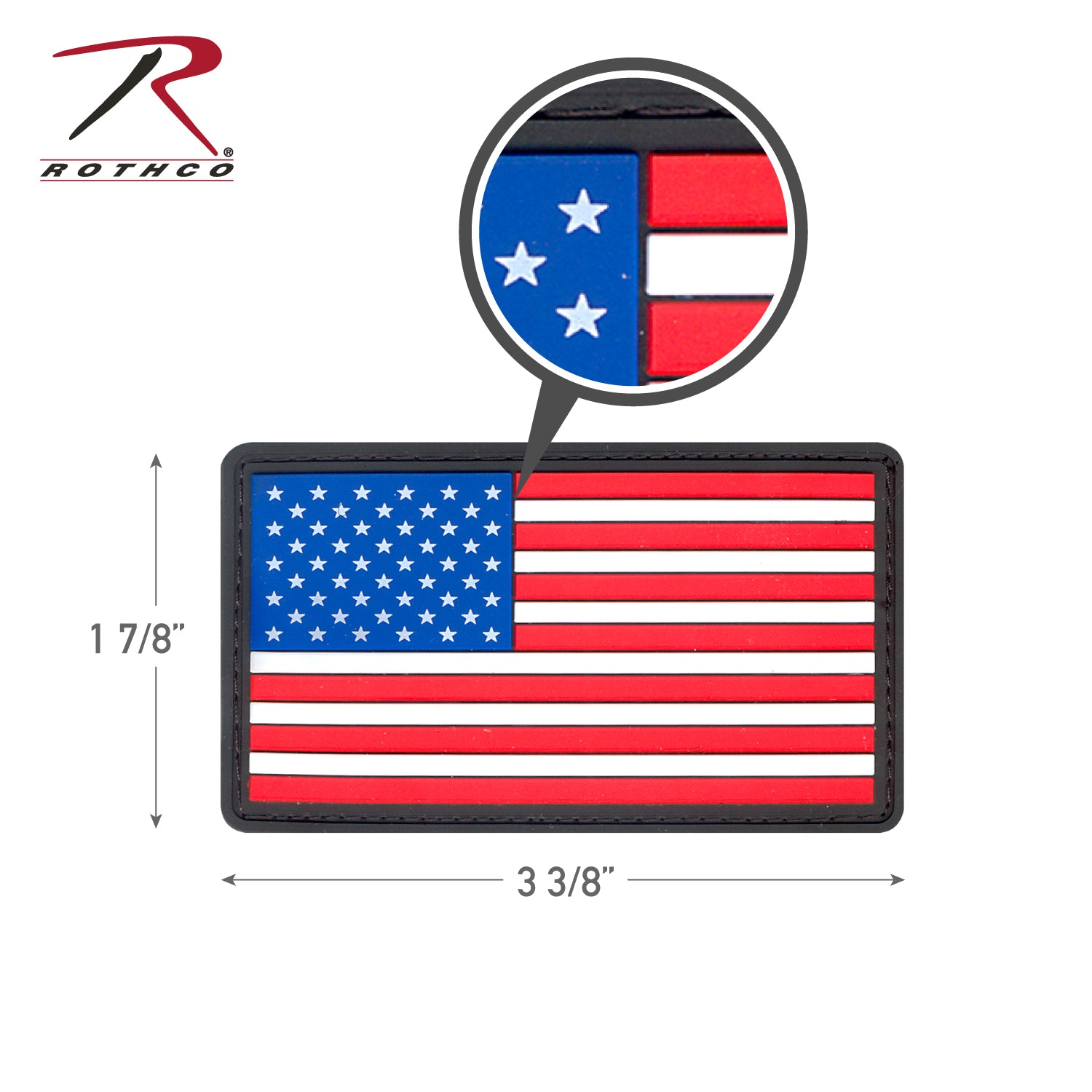 Rothco PVC US Flag Patch with Hook Back - Red, White & Blue, Part #27784