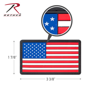 Rothco PVC US Flag Patch with Hook Back - Red, White & Blue, Part #27784