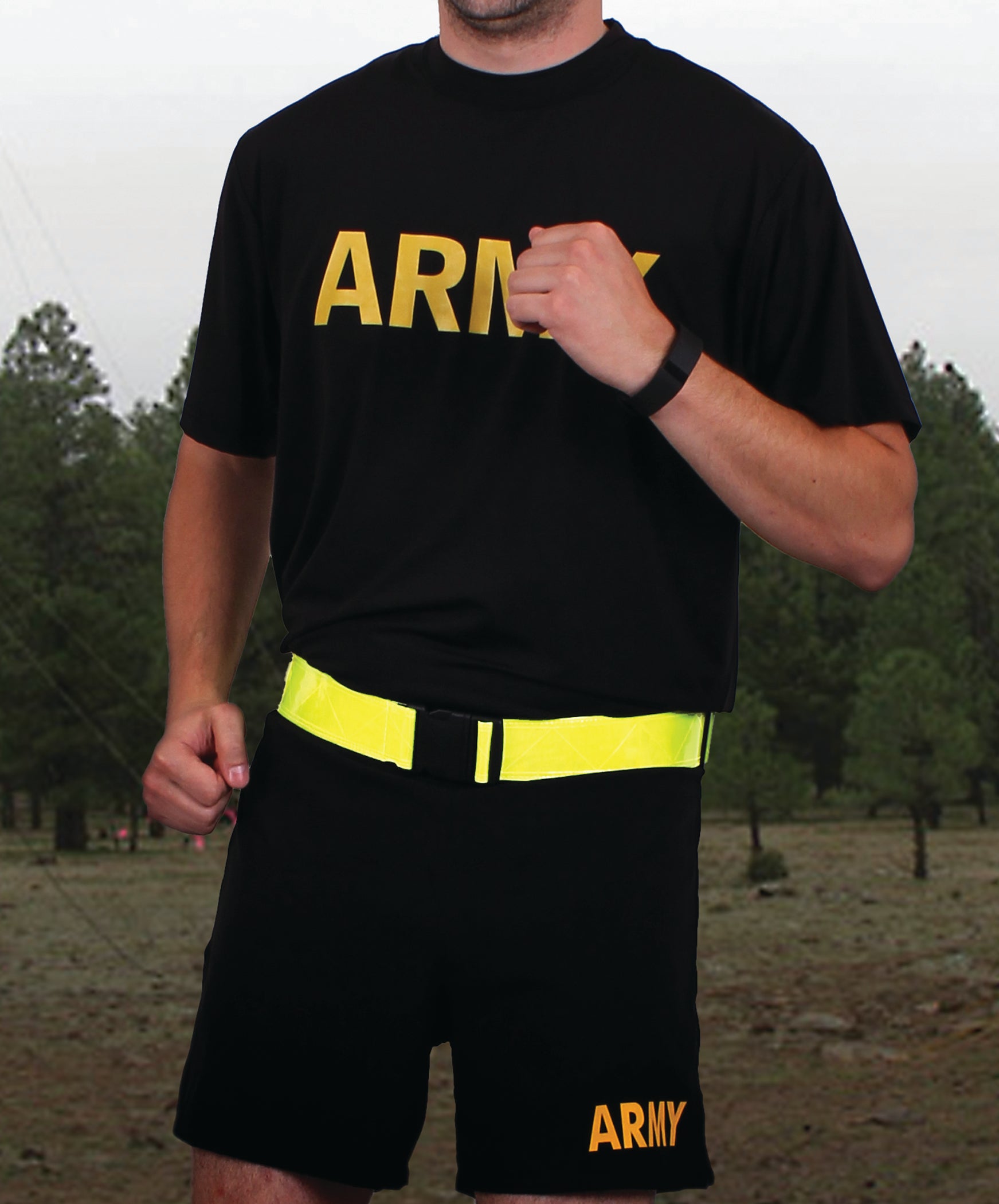 Rothco Reflective Physical Training Belt Safety Green - Adjustable Nighttime Workout Accessory