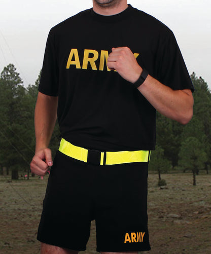Rothco Reflective Physical Training Belt Safety Green - Adjustable Nighttime Workout Accessory