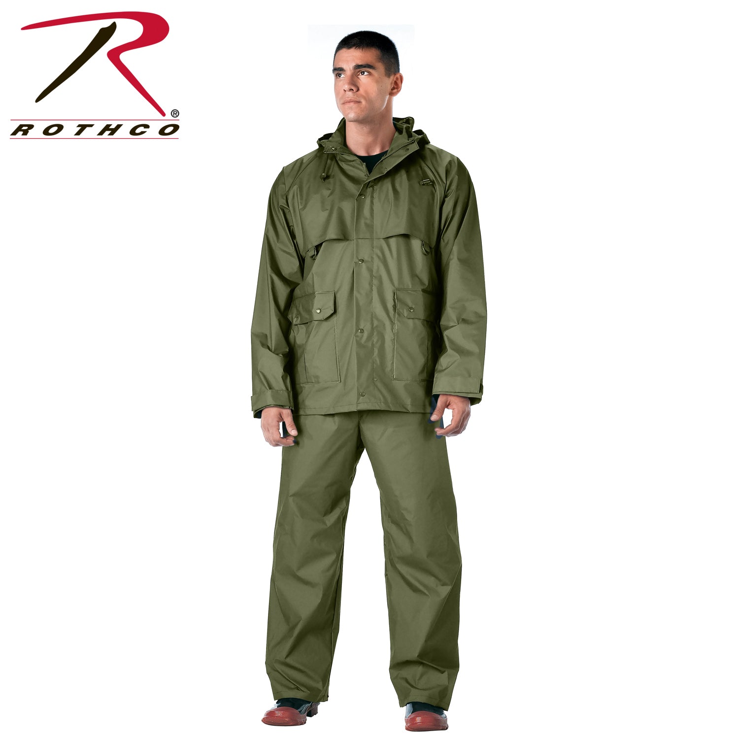 Rothco Microlite PVC Rainsuit Olive Drab Size M – Lightweight Waterproof Rain Gear for Outdoor Activities