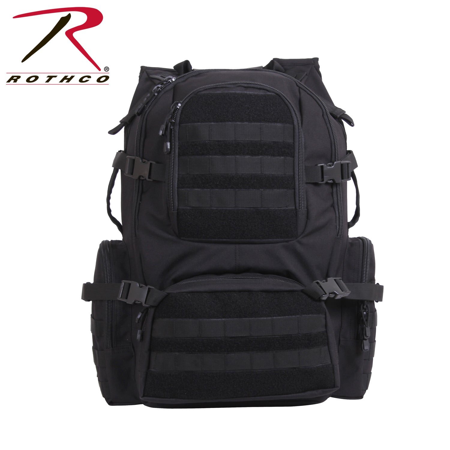 Rothco Multi-Chamber MOLLE Assault Pack Black - 7 Compartments with Hydration and Laptop Storage