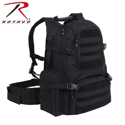 Rothco Multi-Chamber MOLLE Assault Pack Black - 7 Compartments with Hydration and Laptop Storage