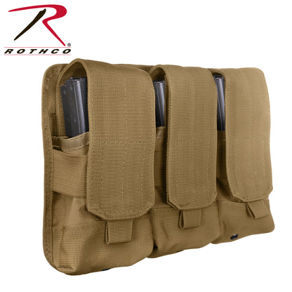Rothco Universal Triple Mag Rifle Pouch in Coyote Brown – MOLLE Compatible Magazine Holder for M-16 and AK-47