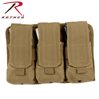 Rothco Universal Triple Mag Rifle Pouch in Coyote Brown – MOLLE Compatible Magazine Holder for M-16 and AK-47