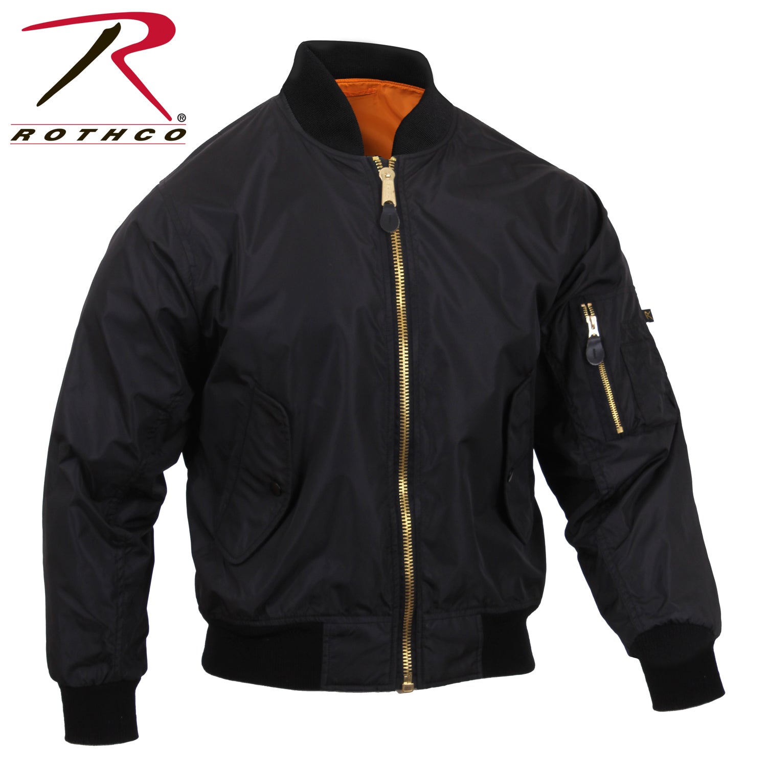 Rothco Lightweight Enhanced Nylon MA-1 Flight Jacket for Men – Black, Size 2XL