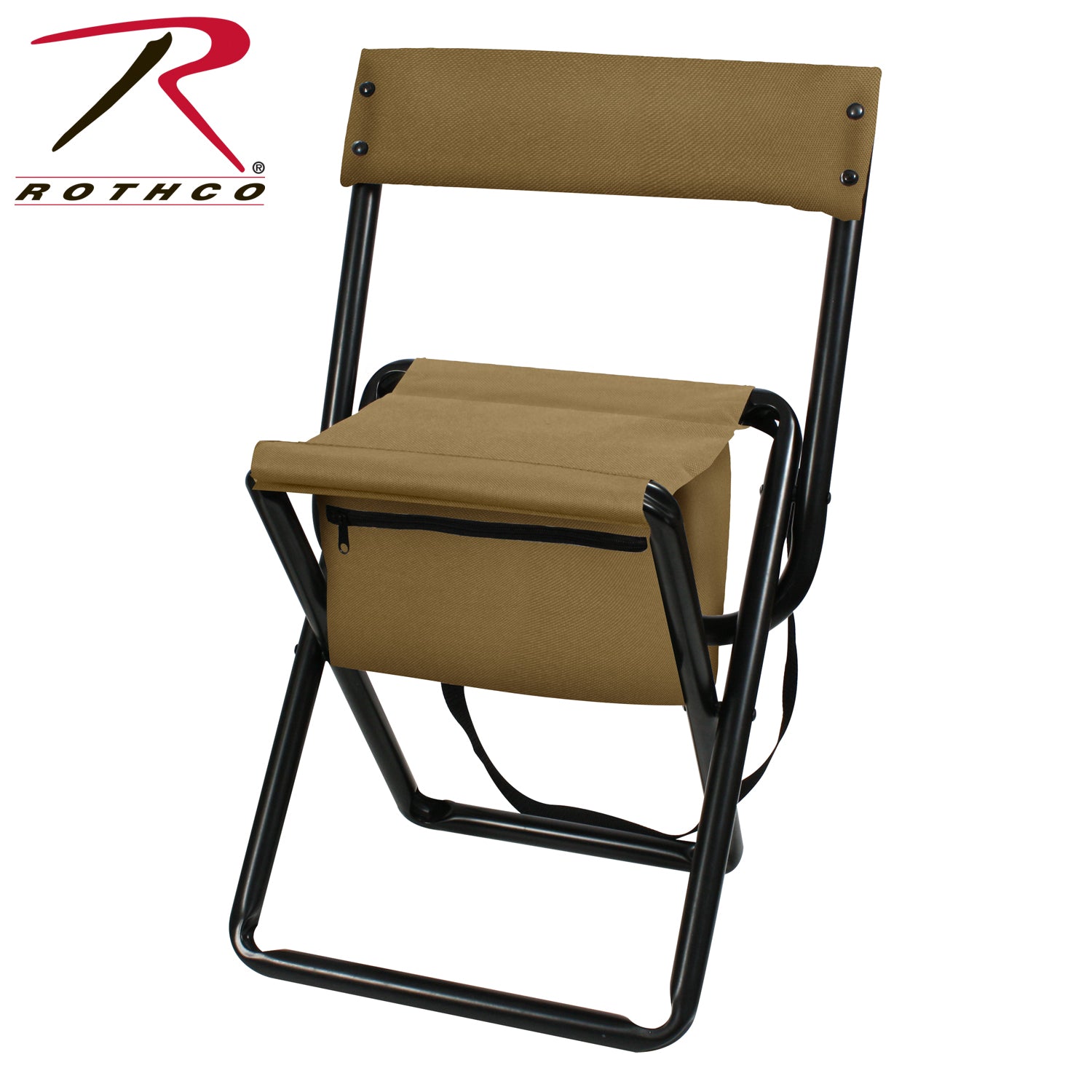 Rothco Deluxe Folding Stool with Pouch in Coyote Brown – Portable Camping and Outdoor Seat