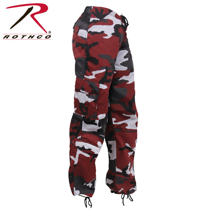 Rothco Women's Paratrooper Camo Fatigue Pants with 8-Pocket Design - Red Camo, Size XS