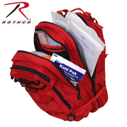 Rothco Trauma Kit Backpack Red - Emergency Medical Supplies with Heavy-Duty Transport Pack