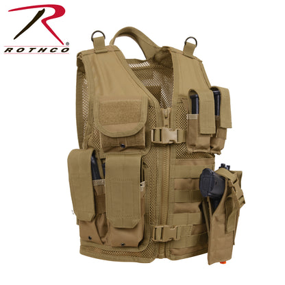 Rothco Kid's Tactical Cross Draw Vest Coyote Brown - Adjustable Youth Military Vest with MOLLE Compatibility