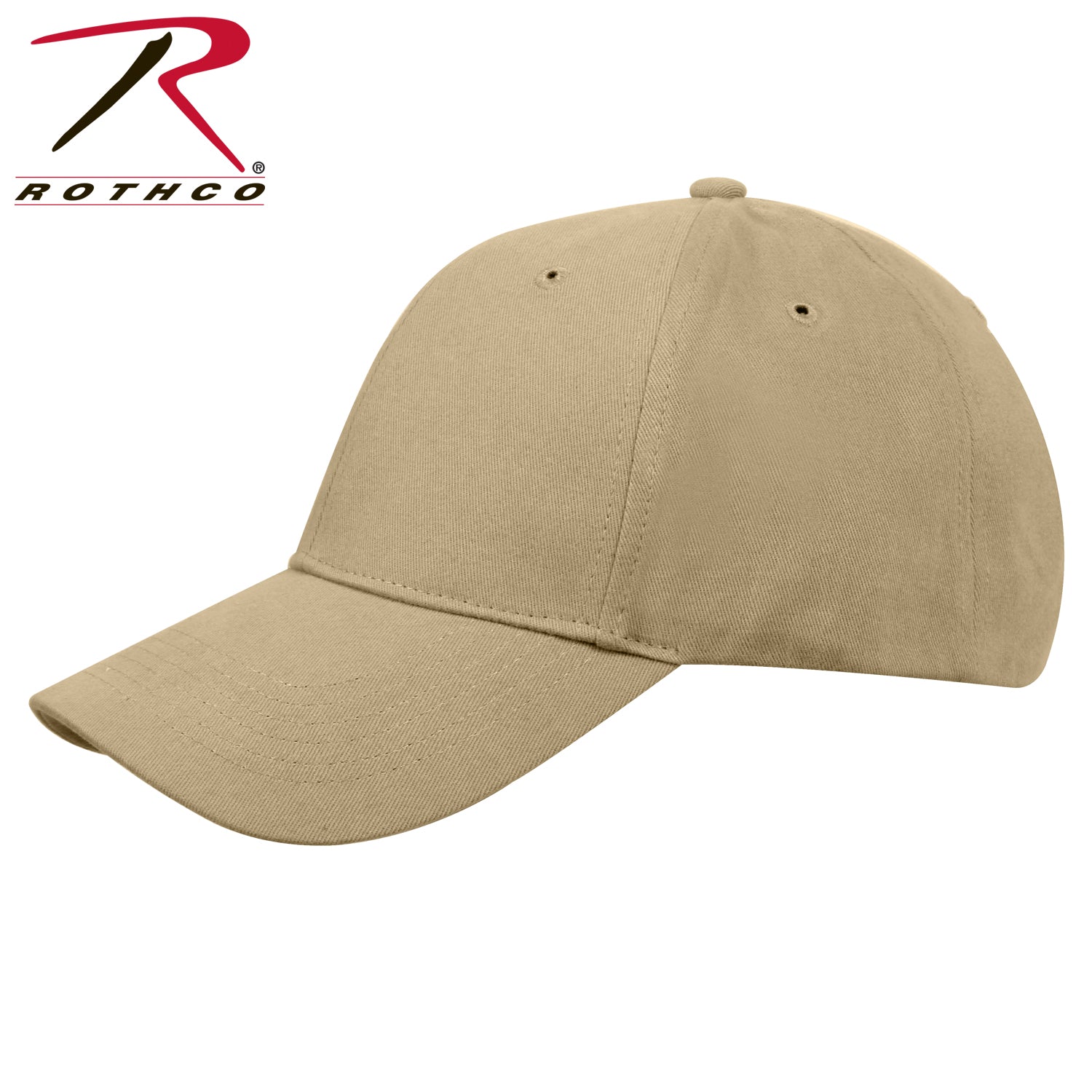 Rothco Supreme Solid Color Low Profile Cap Khaki - Comfortable Brushed Cotton Twill Baseball Hat