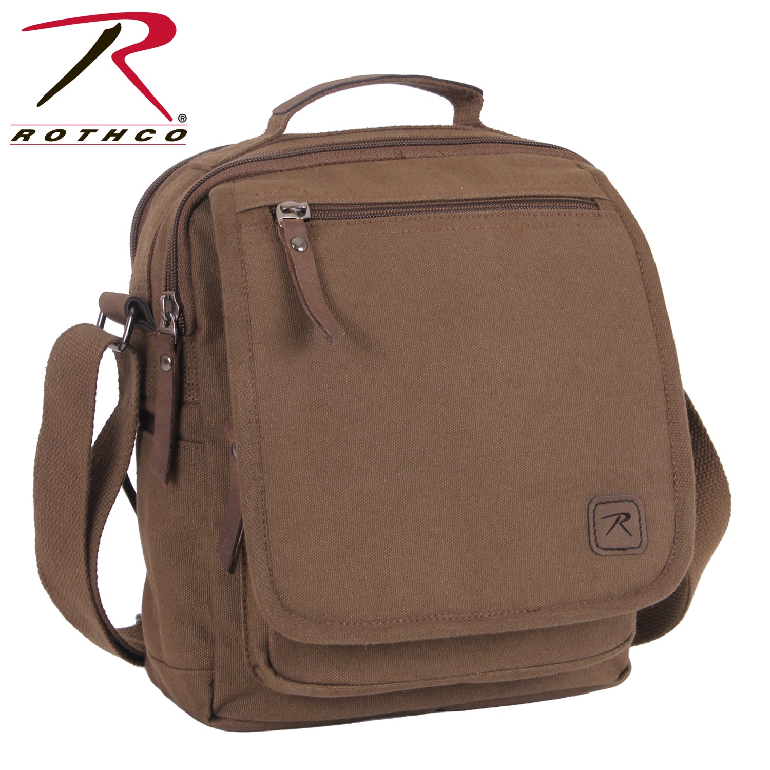 Rothco Every Day Work Shoulder Bag Brown - Military-Inspired Canvas Crossbody Bag with Multiple Pockets