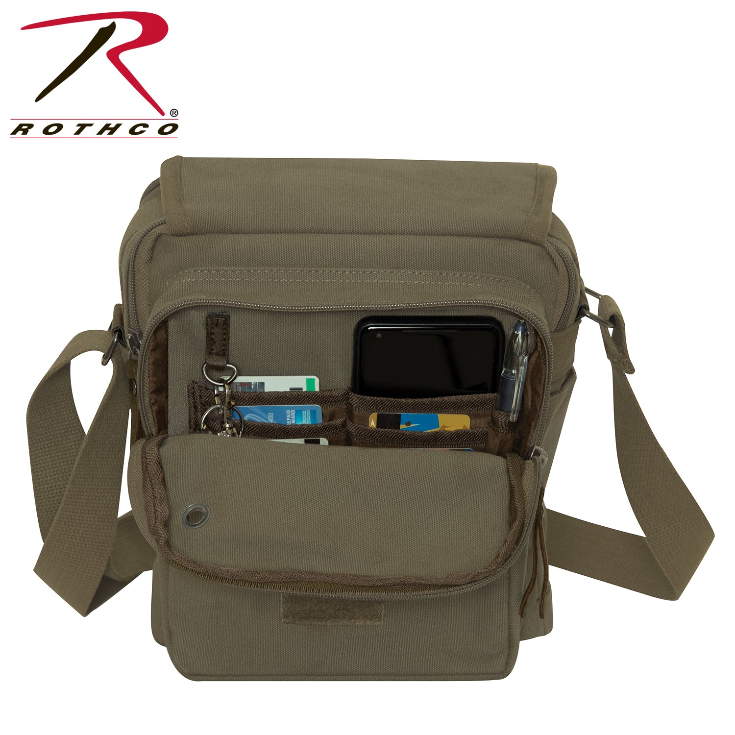 Rothco Every Day Work Shoulder Bag in Olive Drab – Durable Canvas Crossbody Bag with Multiple Storage Compartments