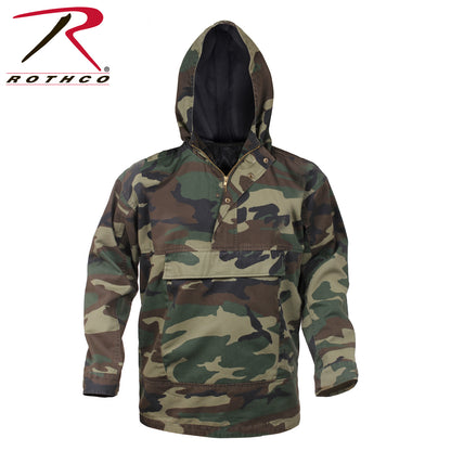 Rothco Anorak Parka in Woodland Camo Size M - Durable Cotton-Poly Blend with Weather-Resistant Features