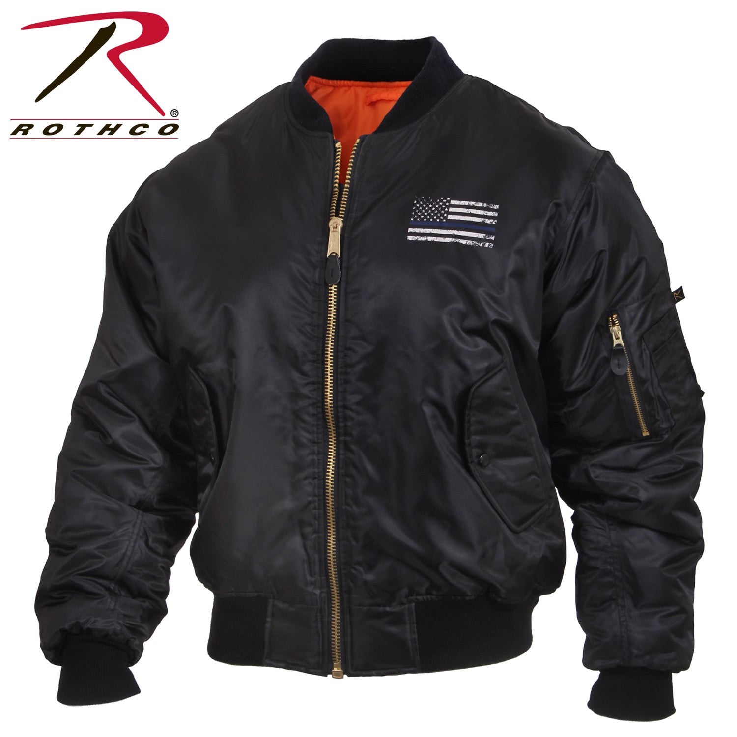 Rothco Thin Blue Line Flag MA-1 Flight Jacket Size Small
