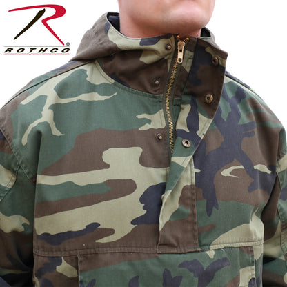 Rothco Anorak Parka in Woodland Camo Size Small - Durable Cotton-Poly Blend with Adjustable Features